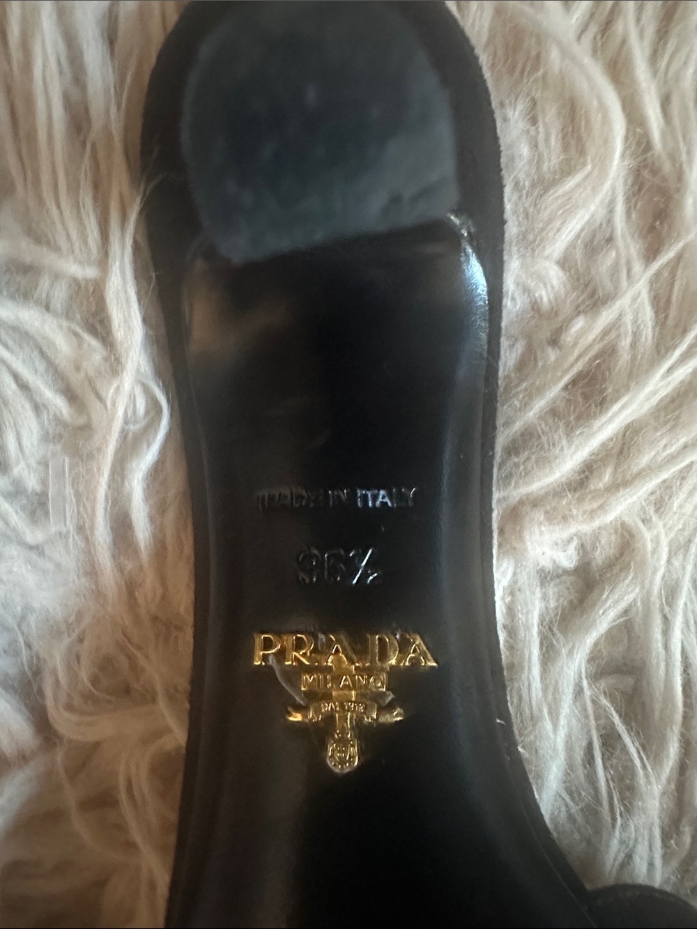 Prada Black Suede Scalloped Open-Toe Mules - Picture 6 of 7